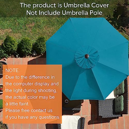 EliteShade USA Sunumbrella 9FT Replacement Covers 8 Ribs Market Patio Umbrella Canopy Cover (CANOPY ONLY) (Teal)