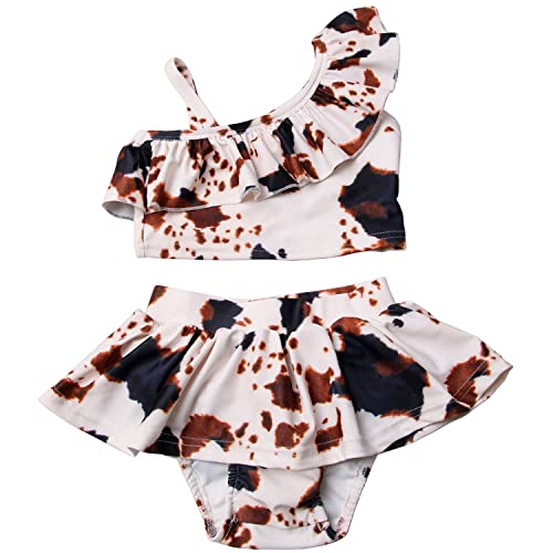 QLIyang Infant Toddler Baby Girls Swimsuit Two-Pieces Swimwear Cow Print Pattern Summer Bikini Set Beach Bathing Suit 2T