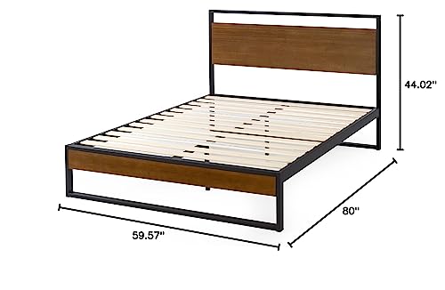 ZINUS Suzanne 44 Inch Bamboo and Metal Platform Bed Frame, Solid Steel Construction, No Box Spring Needed, Wood Slat Support, Easy Assembly, Chestnut Brown, Queen