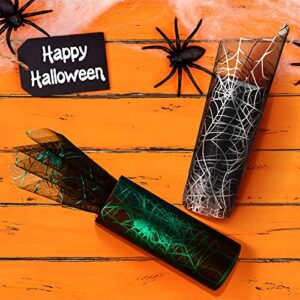 4 Rolls Halloween Glitter Tulle Roll Glitter Tulle Netting Roll Tulle Fabric Roll Orange Shimmer Color Ribbon for Halloween Decoration, 5 Inch x 10 Yards