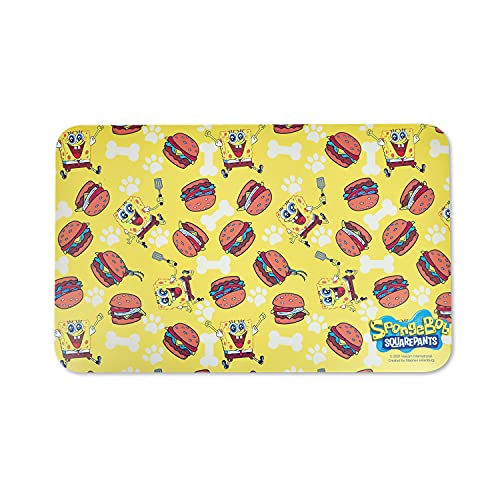 SpongeBob SquarePants for Pets Krabby Patty Dog Placemat | Non-Slip Bottom Silicone Leak Proof Dog Food Placemat for Food and Water , Multicolor, 19" x 12" (FF16939)