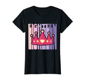 18th birthday girl kids princess cute retro crown 18 years t-shirt