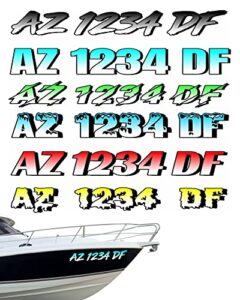 vulgrco 2 pack pair boat registration numbers custom personalized state watercraft vinyl decal sticker tag reg number lettering premium gradient print
