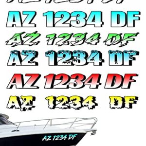 VulgrCo 2 Pack Pair Boat Registration Numbers Custom Personalized State Watercraft Vinyl Decal Sticker Tag Reg Number Lettering Premium Gradient Print