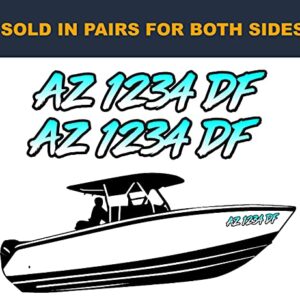 VulgrCo 2 Pack Pair Boat Registration Numbers Custom Personalized State Watercraft Vinyl Decal Sticker Tag Reg Number Lettering Premium Gradient Print