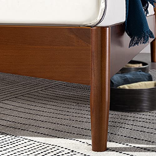 ZINUS Linda Mid Century Wood Platform Bed Frame / Solid Wood Foundation / Wood Slat Support / No Box Spring Needed / Easy Assembly, King,Brown