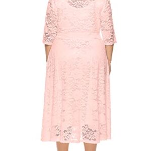 Eternatastic Womens Scooped Neckline Floral lace Top Plus Size Cocktail Party Midi Dress 3XL Pink