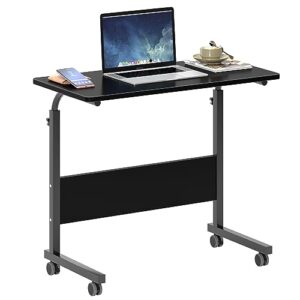 SogesHome 31.5inches Adjustable Mobile Bed Table Portable Laptop Computer Stand Desks with Rolling Wheels，Black