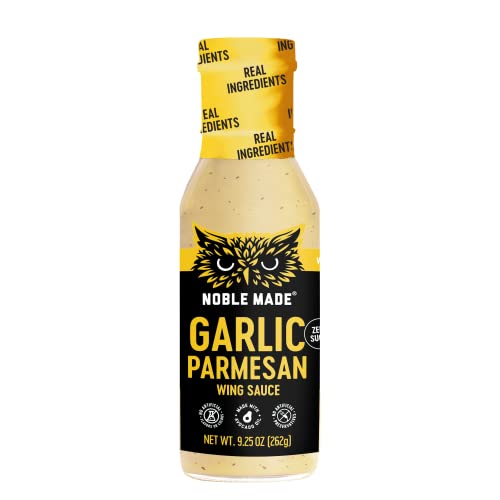 Noble Made Buffalo Dipping & Wing Sauce, Whole30 Approved, Paleo, Keto, Vegan, Gluten and Dairy Free, Zero Sugar and Soy Free, Low Carb and Calorie (Garlic Parmesan, 9.25oz (1 Count))