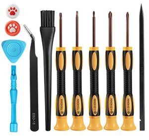 cleaning repair tool kit for ps4 ps5-12 in 1 tr8 tr9 t8 t9 torx security screwdriver with ph00 ph0 ph1 set, thumb cap, tear down accessories for playstation 4 5 3 ps3 console, controller