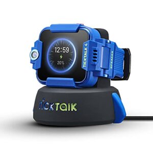 TickTalk 4 Kids Smartwatch with Power Base Bundle (Blue Watch On T-Mobile's Network)