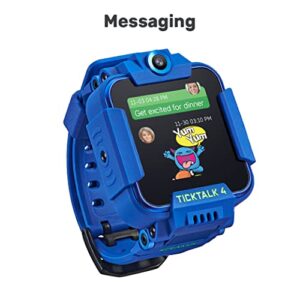 TickTalk 4 Kids Smartwatch with Power Base Bundle (Blue Watch On T-Mobile's Network)