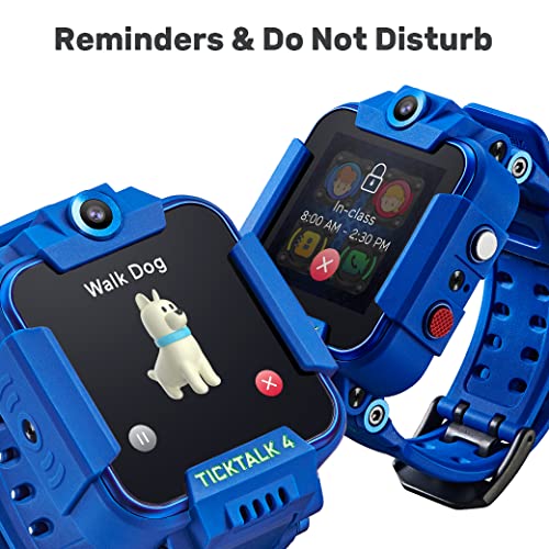 TickTalk 4 Kids Smartwatch with Power Base Bundle (Blue Watch On T-Mobile's Network)