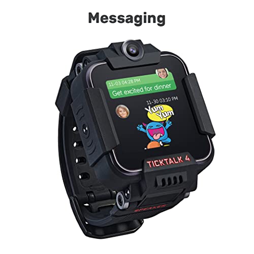 TickTalk 4 Kids Smartwatch with Power Base Bundle (Black Watch On T-Mobile's Network)