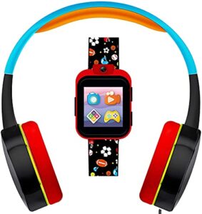 playzoom 2 kids smartwatch & headphones - video camera selfies stem learning educational fun games, mp3 music player audio books touch screen sports digital watch gift for kids toddlers boys girls