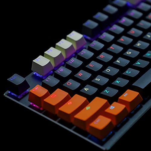 Carbon Miami PBT Double Shot Shine Through ANSI Backlit Keycaps for MX Mechanical Keyboard Melody 96 KBD75 68 61 87 104 Keychron(Only Keycap) (Reversed Carbon)
