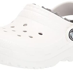 Crocs Kids' Classic Lined Clog | Slippers, White, 11 Little Kid