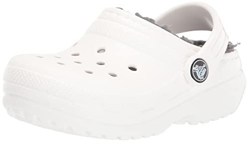 Crocs Kids' Classic Lined Clog | Slippers, White, 11 Little Kid