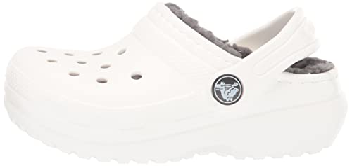 Crocs Kids' Classic Lined Clog | Slippers, White, 11 Little Kid