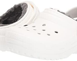 Crocs Kids' Classic Lined Clog | Slippers, White, 11 Little Kid