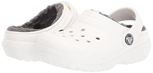 Crocs Kids' Classic Lined Clog | Slippers, White, 11 Little Kid