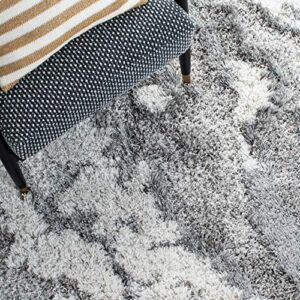 SAFAVIEH Horizon Shag Collection Area Rug - 10' x 14', Grey & Ivory, Modern Abstract Design, Non-Shedding & Easy Care, 2-inch Thick Ideal for High Traffic Areas in Living Room, Bedroom (HZN890F)