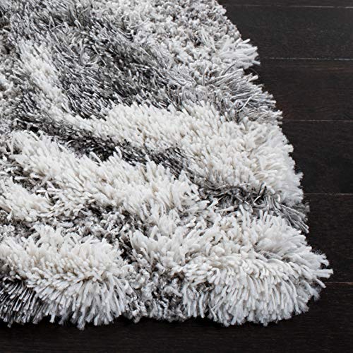 SAFAVIEH Horizon Shag Collection Area Rug - 10' x 14', Grey & Ivory, Modern Abstract Design, Non-Shedding & Easy Care, 2-inch Thick Ideal for High Traffic Areas in Living Room, Bedroom (HZN890F)