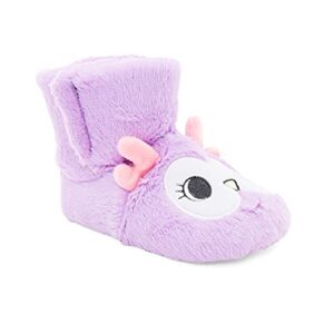 simple joys by carter's unisex babies and toddlers fuzzy slipper, lilac, owl, x-small toddler