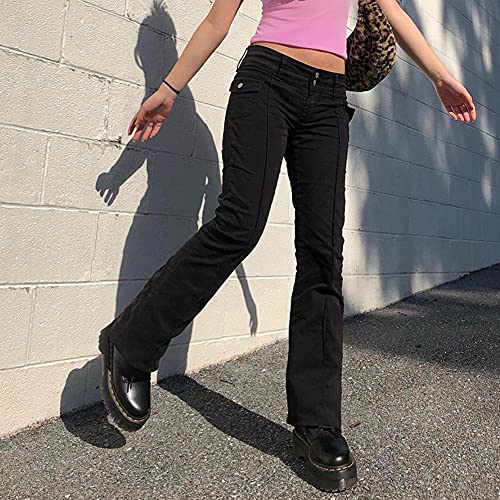 HBER Low Rise Flare Pants for Women Bell Bottom Black Bootcut Leggings Y2k