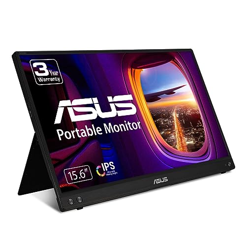 ASUS ZenScreen 15.6” 1080P Portable USB Monitor (MB16ACV) - Full HD, IPS, USB Type-C, Eye Care, Kickstand, for Laptop, PC, Phone, Console, Anti-Glare Surface, 3-Year Warranty,BLACK