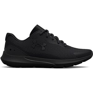 Under Armour Men's Surge 3 Road Running Shoe, (002) Black/Black/Black, 14