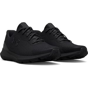 Under Armour Men's Surge 3 Road Running Shoe, (002) Black/Black/Black, 9.5