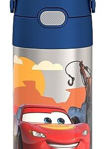 THERMOS FUNTAINER 12 Ounce Stainless Steel Vacuum Insulated Kids Straw Bottle, Cars
