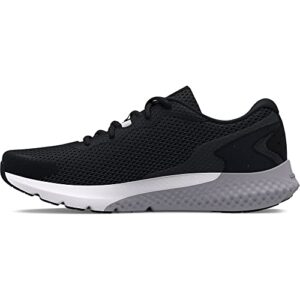 under armour men's charged rogue 3 road running shoe, black (002)/white, 15