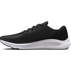 under armour men's charged pursuit 3 running shoe, black (001)/white, 10.5