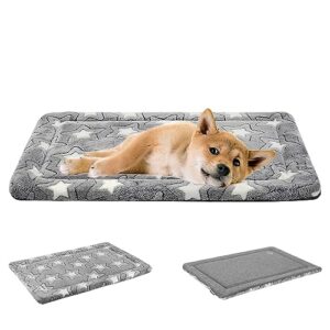 empsign crate dog bed mat - crate pad reversible (cool & warm), machine washable dog crate mat, pet sleeping mat kennel bed pad for crate for small to xxx-large dogs, grey, star pattern