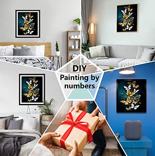 DUOLIYBC Paint by Numbers for Adults,DIY Paint by Number Beginner & Kids,Butterfly Drawing Acrylic Paint and Brushes Sets,16×20 Inches Christmas Decor Decorations Gifts