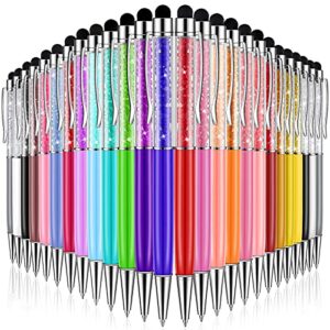 26 pieces crystal ballpoint pen crystal stylus pen bling ballpoint pens glitter diamond pen 2-in-1 slim pens capacitive writing pens for touch screens, office, school stationery supplie (cold colors)