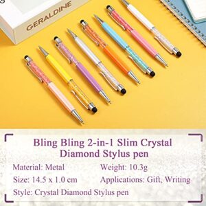 26 Pieces Crystal Ballpoint Pen Crystal Stylus Pen Bling Ballpoint Pens Glitter Diamond Pen 2-in-1 Slim Pens Capacitive Writing Pens for Touch Screens, Office, School Stationery Supplie (Cold Colors)
