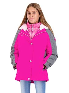 zeroxposur big girls 3-in-1 system jacket with detachable inner shell - girls winter coats (x-large, lollipop)