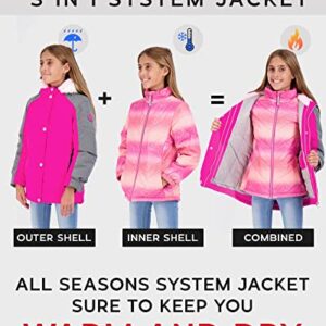 ZeroXposur Big Girls 3-in-1 System Jacket with Detachable Inner Shell - Girls Winter Coats (X-Large, Lollipop)