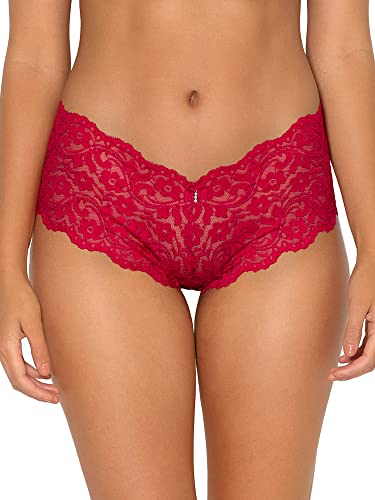 Smart & Sexy womens Signature Lace Cheeky Panty 2 Pack Underwear, No No Red/Black Hue, 8 US