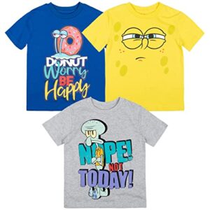 spongebob squarepants squidward little boys 3 pack t-shirts yellow/blue/grey 4