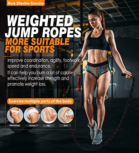 Weighted Jump Rope for Fitness - 3LB Heavy Jump Ropes for Exercise, Weighted Adult Skipping Rope for Women & Men, Workout Battle Rope For Gym Training, Home Workout,Total Body Workouts
