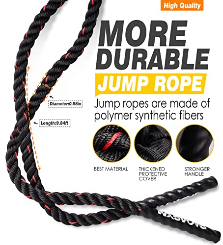 Weighted Jump Rope for Fitness - 3LB Heavy Jump Ropes for Exercise, Weighted Adult Skipping Rope for Women & Men, Workout Battle Rope For Gym Training, Home Workout,Total Body Workouts