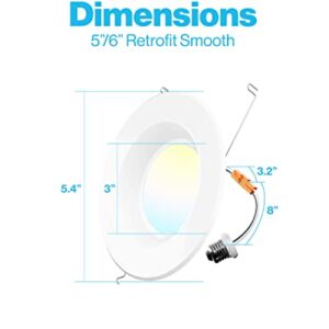 Sunco 12 Pack LED Recessed Lighting 6 Inch, Selectable 2700K/3000K/3500K/4000K/5000K, Dimmable Can Lights, Smooth Trim, 13W=120W, 965 LM, Damp Rated, Retrofit Installation - UL Energy Star Listed