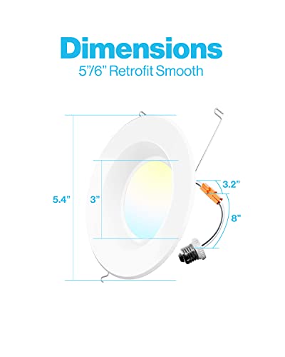 Sunco 12 Pack LED Recessed Lighting 6 Inch, Selectable 2700K/3000K/3500K/4000K/5000K, Dimmable Can Lights, Smooth Trim, 13W=120W, 965 LM, Damp Rated, Retrofit Installation - UL Energy Star Listed