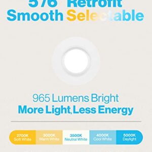 Sunco 12 Pack LED Recessed Lighting 6 Inch, Selectable 2700K/3000K/3500K/4000K/5000K, Dimmable Can Lights, Smooth Trim, 13W=120W, 965 LM, Damp Rated, Retrofit Installation - UL Energy Star Listed