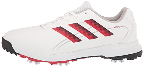 adidas Men's Traxion LITE MAX Wide Golf Shoes, Footwear White/Core Black/Vivid Red, 14