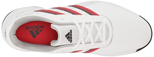 adidas Men's Traxion LITE MAX Wide Golf Shoes, Footwear White/Core Black/Vivid Red, 14